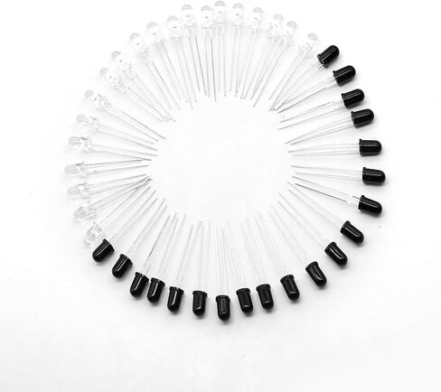 F5 940nm LED باعث الأشعة تحت الحمراء وصمام ثنائي لاستقبال الأشعة تحت الحمراء لـ Arduino 5 مم انبعاث الأشعة تحت الحمراء + أنبوب الاستقبال (مجموعة من 30 قطعة) in Saudi Arabia