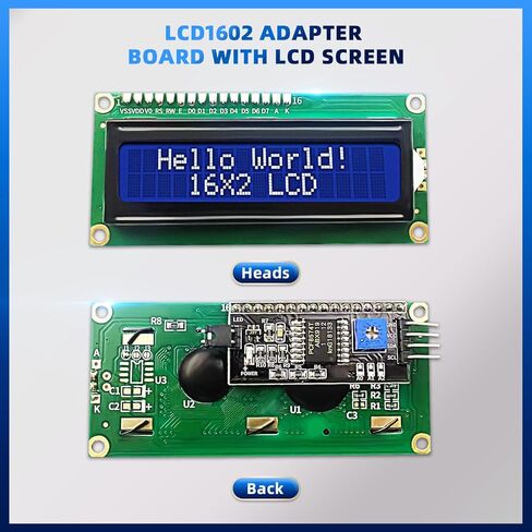 I2C LCD 1602 Display HD44780 محول الواجهة التسلسلية مع IIC/ I2C/ TWI LCD، متوافق مع Arduino R3 Mega 1 قطعة شاشة زرقاء 16 × 2 in Kuwait