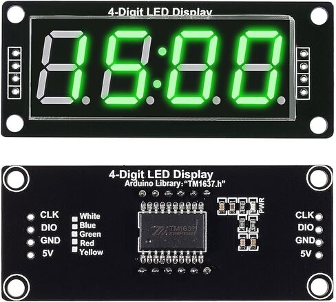 5Pcs 0.56 LED Display Digital Tube Clock Module 4 Digit LED 0.56 inch Display Time Clock Indicator Tube 7 Segments Double Dots TM1637 5 Colors Green/White/Yellow/Red/Blue in Kuwait