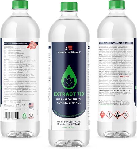 American Ethanol Ultra High Purity Denatured Alcohol (CDA-12A) - 200 Proof Ethyl Alcohol with n-Heptane - 4 x 1 Quart Bottles in Kuwait