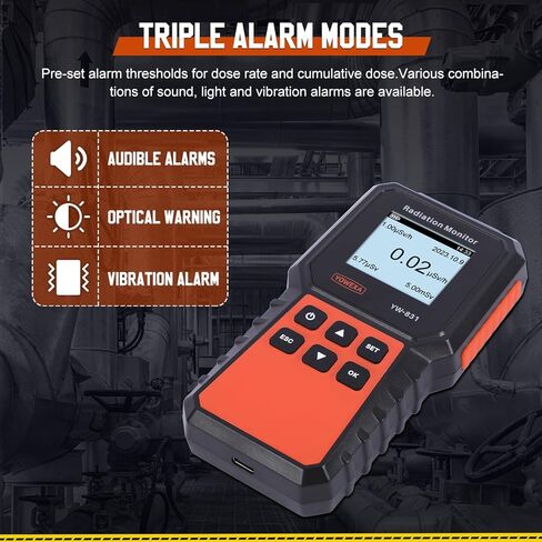 جهاز مراقبة الإشعاع، كاشف الإشعاع النووي بعداد جيجر، كاشف الإشعاع لقياس الجرعات مع شاشة LCD للكشف عن الأشعة γ وX وα in Kuwait