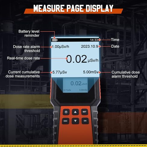 جهاز مراقبة الإشعاع، كاشف الإشعاع النووي بعداد جيجر، كاشف الإشعاع لقياس الجرعات مع شاشة LCD للكشف عن الأشعة γ وX وα in Kuwait