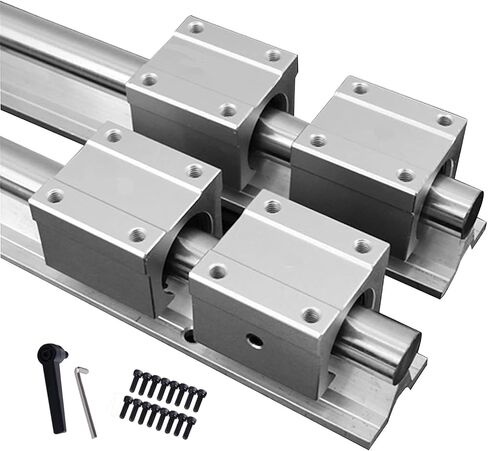 قطعتان من قضيب التوجيه الخطي SBR20-800mm مع 4 قطع من كتلة المحمل SBR20UU، طول التوجيه الخطي المنزلق 31.5 بوصة (800 مم) لقضيب العمود المدعم بالكامل in Saudi Arabia