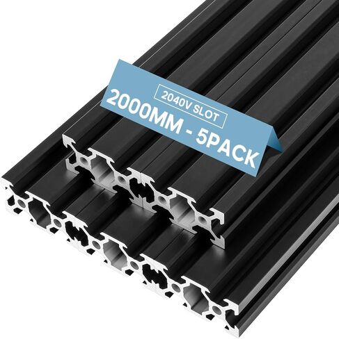5pcs V Slot 2040 Aluminum Extrusion European Standard 2000mm Length Anodized Linear Rail for 3D Printer Engraving Machine Workbench DIY (Black) in Saudi Arabia