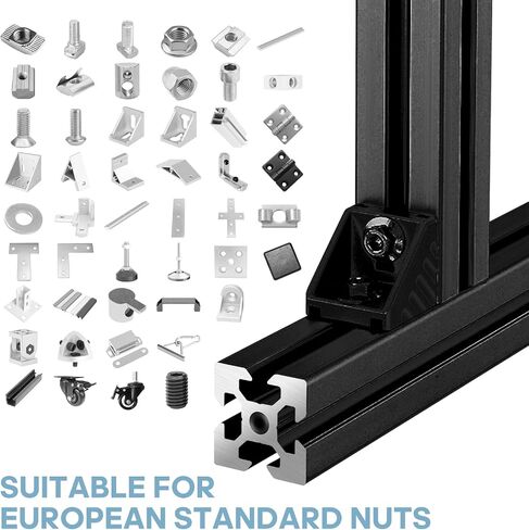 5pcs V Slot 2040 Aluminum Extrusion European Standard 2000mm Length Anodized Linear Rail for 3D Printer Engraving Machine Workbench DIY (Black) in Saudi Arabia