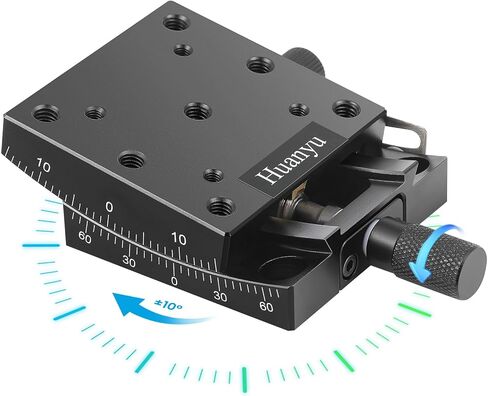 Huanyu Precise Manual Goniometer Stage 65x65mm Optical Positioning Sliding Table ±10° Tilt Platform Indexing Table Angle Adjustment Dovetail Platform in Saudi Arabia