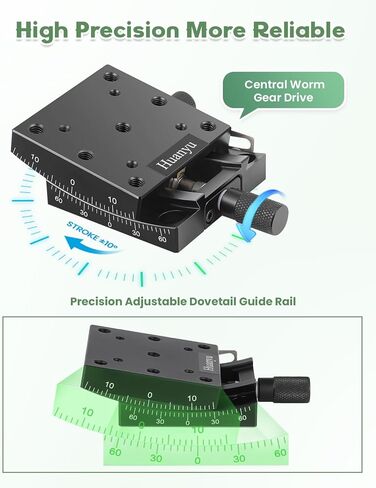 Huanyu Precise Manual Goniometer Stage 65x65mm Optical Positioning Sliding Table ±10° Tilt Platform Indexing Table Angle Adjustment Dovetail Platform in Saudi Arabia