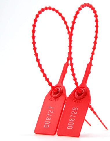 Leadseals(R) 100 Plastic Tamper Seals, Zip Ties for Fire Extinguishers Pull Tite Security Tags Numbered Disposable Self-Locking Tie 250mm Length (Red) in Saudi Arabia