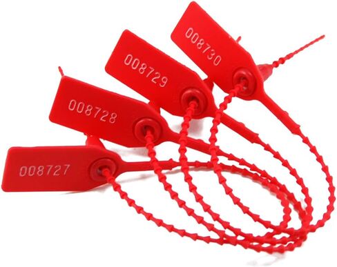 Leadseals(R) 100 Plastic Tamper Seals, Zip Ties for Fire Extinguishers Pull Tite Security Tags Numbered Disposable Self-Locking Tie 250mm Length (Red) in Saudi Arabia