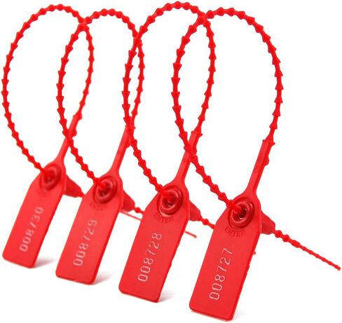 Leadseals(R) 100 Plastic Tamper Seals, Zip Ties for Fire Extinguishers Pull Tite Security Tags Numbered Disposable Self-Locking Tie 250mm Length (Red) in Saudi Arabia