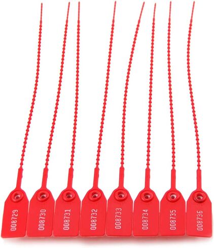 Leadseals(R) 100 Plastic Tamper Seals, Zip Ties for Fire Extinguishers Pull Tite Security Tags Numbered Disposable Self-Locking Tie 250mm Length (Red) in Saudi Arabia