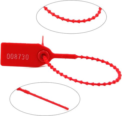 Leadseals(R) 100 Plastic Tamper Seals, Zip Ties for Fire Extinguishers Pull Tite Security Tags Numbered Disposable Self-Locking Tie 250mm Length (Red) in Saudi Arabia