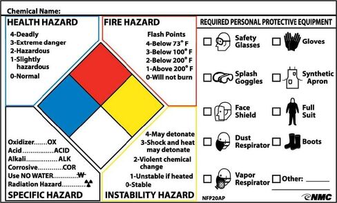 ملصق معدات الحماية NMC National Marker Corp. NFP20AP NFPA، 3 بوصة × 5 بوصة، فينيل PS، 5/عبوة in Kuwait