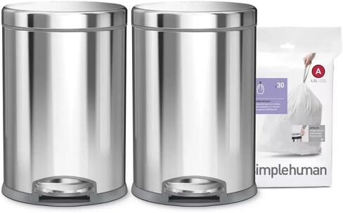 simplehuman 4.5 Liter Bathroom Trash Can, White Steel in Saudi Arabia