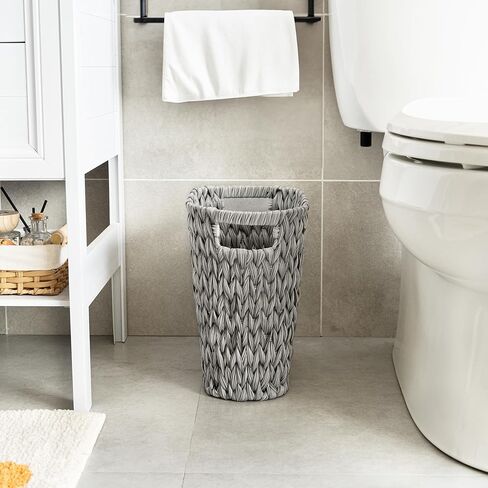 GRANNY SAYS Small Wicker Trash Can, 2 Gallon Bathroom Waste Basket, Small Bathroom Garbage Can, Plastic Trash Basket for Decor, Round Wastebaskets for Office, Bedroom, Cabinet in Kuwait