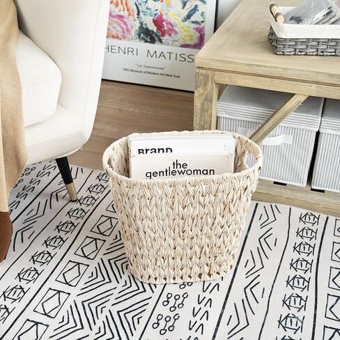 GRANNY SAYS Small Wicker Trash Can, 2 Gallon Bathroom Waste Basket, Small Bathroom Garbage Can, Plastic Trash Basket for Decor, Round Wastebaskets for Office, Bedroom, Cabinet in Kuwait