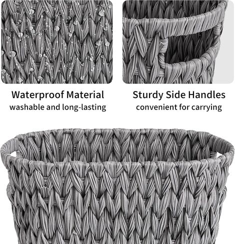 GRANNY SAYS Small Wicker Trash Can, 2 Gallon Bathroom Waste Basket, Small Bathroom Garbage Can, Plastic Trash Basket for Decor, Round Wastebaskets for Office, Bedroom, Cabinet in Kuwait