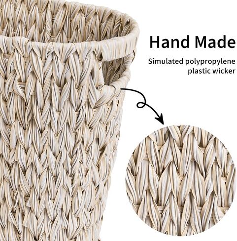 GRANNY SAYS Small Wicker Trash Can, 2 Gallon Bathroom Waste Basket, Small Bathroom Garbage Can, Plastic Trash Basket for Decor, Round Wastebaskets for Office, Bedroom, Cabinet in Kuwait