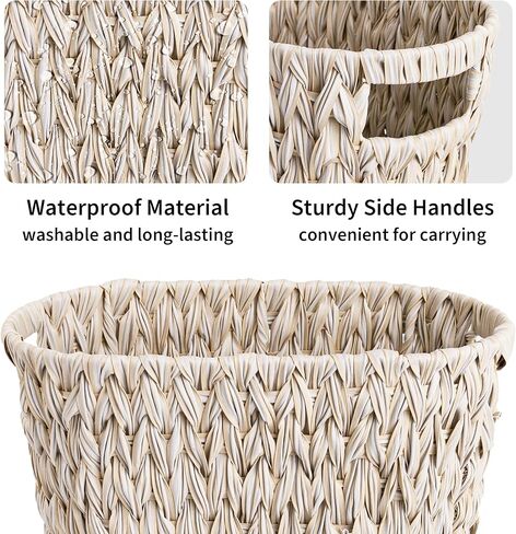 GRANNY SAYS Small Wicker Trash Can, 2 Gallon Bathroom Waste Basket, Small Bathroom Garbage Can, Plastic Trash Basket for Decor, Round Wastebaskets for Office, Bedroom, Cabinet in Kuwait