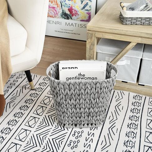 GRANNY SAYS Small Wicker Trash Can, 2 Gallon Bathroom Waste Basket, Small Bathroom Garbage Can, Plastic Trash Basket for Decor, Round Wastebaskets for Office, Bedroom, Cabinet in Kuwait