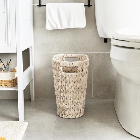GRANNY SAYS Small Wicker Trash Can, 2 Gallon Bathroom Waste Basket, Small Bathroom Garbage Can, Plastic Trash Basket for Decor, Round Wastebaskets for Office, Bedroom, Cabinet in Kuwait