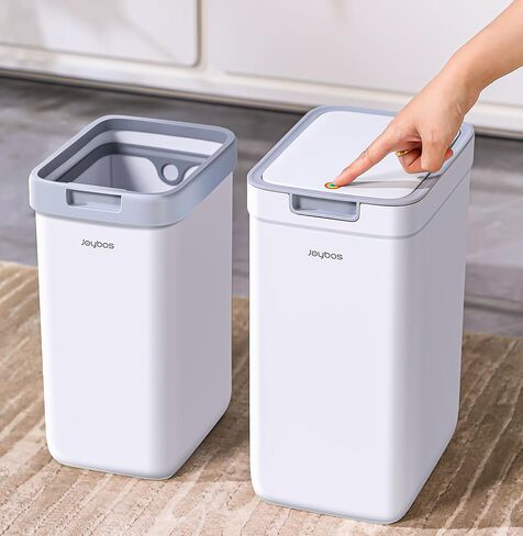 funest Bathroom Trash Can, 2 Pack Small Trash Can, S02 Plastic Waste Basket for Bedroom, Narrow Trash Bin for Home and Office, 3.6 Gal (Press top lid) + 2.4 Gal (Open lid) in Saudi Arabia