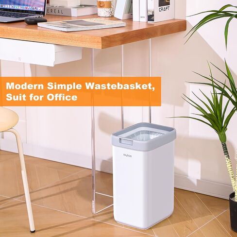 funest Bathroom Trash Can, 2 Pack Small Trash Can, S02 Plastic Waste Basket for Bedroom, Narrow Trash Bin for Home and Office, 3.6 Gal (Press top lid) + 2.4 Gal (Open lid) in Saudi Arabia