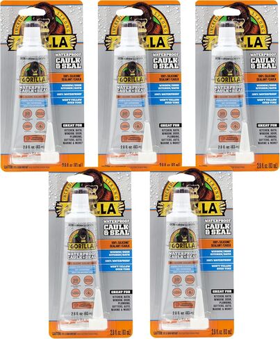 Gorilla 106464 2.8 ounce Squeeze Tube 100% Silicone Sealant, 2.8 oz, Clear, (Pack of 2), No Color, 2 Count in Saudi Arabia