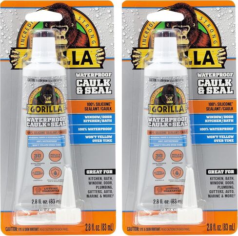 Gorilla 106464 2.8 ounce Squeeze Tube 100% Silicone Sealant, 2.8 oz, Clear, (Pack of 2), No Color, 2 Count in Saudi Arabia