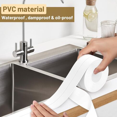 Caulk Tape Waterproof Self Adhesive, 3 Rolls Toilet Caulk Sealant Tape,Bathtub Caulk Sealing Strip Tape for Kitchen,Bathroom Caulking Tape, Floor Wall Edge Protector(1.5" x 10.5Ft) in Kuwait