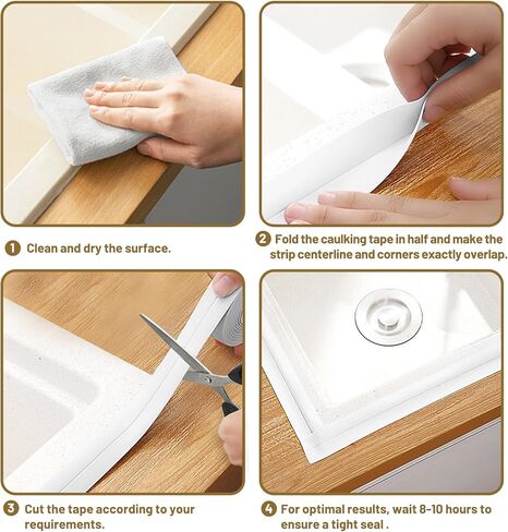 Caulk Tape Waterproof Self Adhesive, 3 Rolls Toilet Caulk Sealant Tape,Bathtub Caulk Sealing Strip Tape for Kitchen,Bathroom Caulking Tape, Floor Wall Edge Protector(1.5" x 10.5Ft) in Kuwait