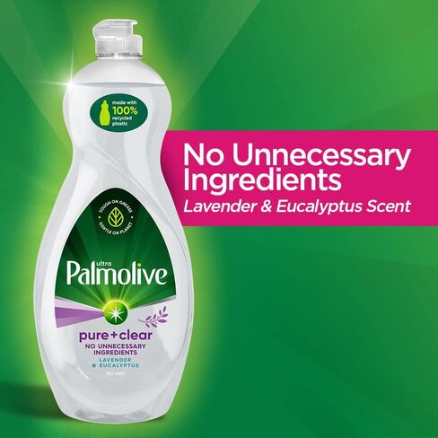 Palmolive Dish Soap, Ultra Pure + Clear Lavender & Eucalyptus, 32.5oz Bottle (Pack of 9) | Household Cleaning Supplies | Dishwashing Liquid, Dish Detergent Liquid & Dishwashing Soap in Saudi Arabia