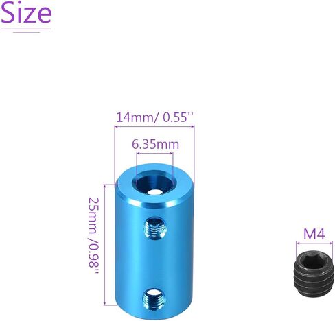 DMiotech 1/4-1/4 inch L25XD14 Rigid Coupling Shaft Coupling Joint Connector w Screws Aluminum Alloy Motor Shaft Connector for 3D Printer Blue in Saudi Arabia