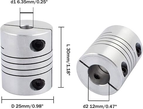 6mm to 8mm Shaft Coupling, D25mm x L30mm Flexible Beam Coupling, Aluminum Alloy Shaft Coupler Joint Connector for 3D Printer, CNC Machine, DIY Encoder AMD Motor Accessories in Saudi Arabia
