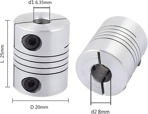 6mm to 8mm Shaft Coupling, D25mm x L30mm Flexible Beam Coupling, Aluminum Alloy Shaft Coupler Joint Connector for 3D Printer, CNC Machine, DIY Encoder AMD Motor Accessories in Saudi Arabia