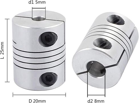 6mm to 8mm Shaft Coupling, D25mm x L30mm Flexible Beam Coupling, Aluminum Alloy Shaft Coupler Joint Connector for 3D Printer, CNC Machine, DIY Encoder AMD Motor Accessories in Saudi Arabia