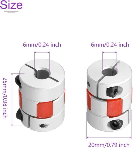 DMiotech 2 Pack 6mm to 6mm Flexible Shaft Coupling 20mmx25mm Aluminium Alloy Motor Connector Coupler for 3D Printer CNC Machine and Servo Stepper Motor in Saudi Arabia