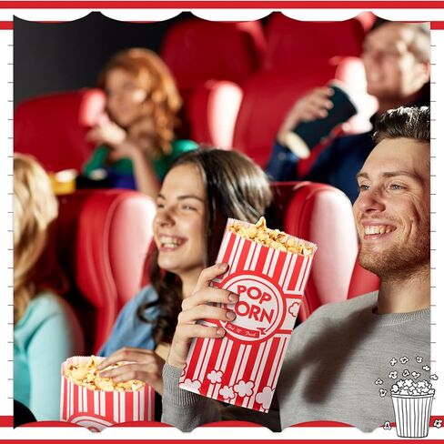 أكياس الفشار الورقية 2 أوقية أكياس الفشار المقاومة للدهون حصص فردية مقاومة للدموع حوامل الفشار حاوية حمراء وبيضاء للفشار لتزويد حفلات أفلام الكرنفال، 5.5 × 2 × 11.2 بوصة (500 قطعة) in Kuwait