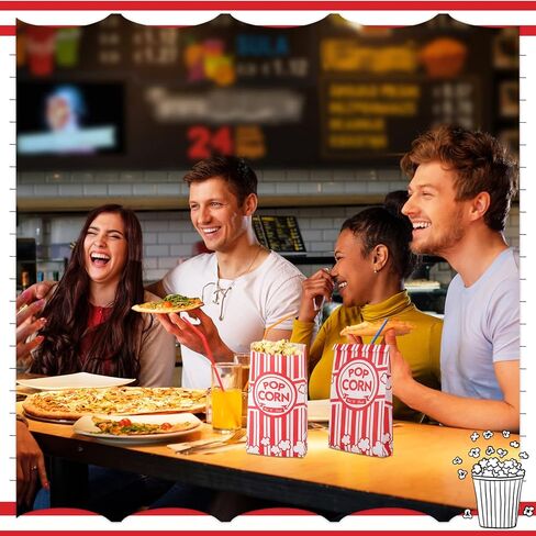 أكياس الفشار الورقية 2 أوقية أكياس الفشار المقاومة للدهون حصص فردية مقاومة للدموع حوامل الفشار حاوية حمراء وبيضاء للفشار لتزويد حفلات أفلام الكرنفال، 5.5 × 2 × 11.2 بوصة (500 قطعة) in Kuwait