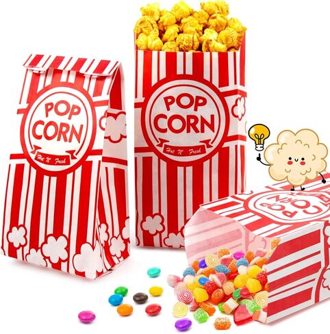 GUANFU Paper Popcorn Bags Bulk - 1oz Popcorn Bags Individual Servings Popcorn Machine Supplies for Movie Night Carnival Theme Party Disposable Pop Corn Snack Bag for Theater Style Popcorn Maker(100) in Saudi Arabia