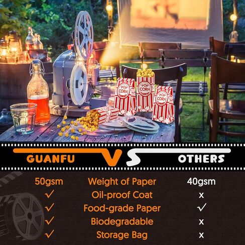 GUANFU Paper Popcorn Bags Bulk - 1oz Popcorn Bags Individual Servings Popcorn Machine Supplies for Movie Night Carnival Theme Party Disposable Pop Corn Snack Bag for Theater Style Popcorn Maker(100) in Saudi Arabia