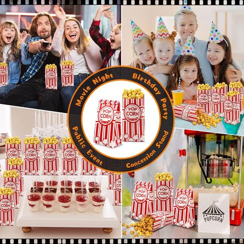 GUANFU Paper Popcorn Bags Bulk - 1oz Popcorn Bags Individual Servings Popcorn Machine Supplies for Movie Night Carnival Theme Party Disposable Pop Corn Snack Bag for Theater Style Popcorn Maker(100) in Saudi Arabia