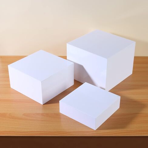 White Acrylic Food Risers,Buffet Risers 5-Sided Acrylic Riser with Hollow Bottoms,for Brunch,Buffet,Weddings,Parties (Square - 2 Sets - White) in Saudi Arabia