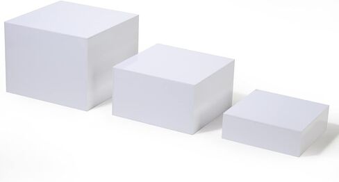 White Acrylic Food Risers,Buffet Risers 5-Sided Acrylic Riser with Hollow Bottoms,for Brunch,Buffet,Weddings,Parties (Square - 2 Sets - White) in Saudi Arabia