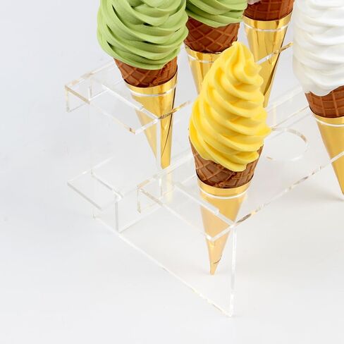 حامل مخروط الآيس كريم الشفاف، حامل آيس كريم أكريليك بطبقتين، حامل عرض مخروطي للطعام مع 12 فتحة، حامل عرض مخروط الوافل، حامل فشار سوشي لف اليد لتزيين حفلات أعياد الميلاد in Kuwait
