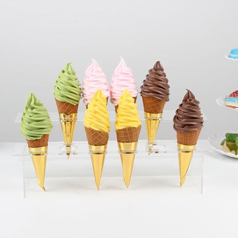 حامل مخروط الآيس كريم الشفاف، حامل آيس كريم أكريليك بطبقتين، حامل عرض مخروطي للطعام مع 12 فتحة، حامل عرض مخروط الوافل، حامل فشار سوشي لف اليد لتزيين حفلات أعياد الميلاد in Kuwait