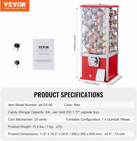 آلة VEVOR Gumball للأطفال، آلة بيع منزلية بارتفاع 25 بوصة، موزع كرات نطاطة PS، تحمل 230 كبسولة، آلة علكة مستطيلة لمتاجر الألعاب، بنك Gumball يعمل بقطع النقود المعدنية، أزرق in Kuwait