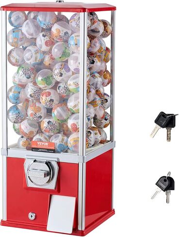 آلة VEVOR Gumball للأطفال، آلة بيع منزلية بارتفاع 25 بوصة، موزع كرات نطاطة PS، تحمل 230 كبسولة، آلة علكة مستطيلة لمتاجر الألعاب، بنك Gumball يعمل بقطع النقود المعدنية، أزرق in Kuwait