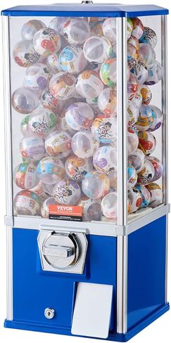VEVOR Gumball Machine for Kids, 25" Height Home Vending Machine, PS Bouncy Balls Dispenser, Hold 230 Capsule Toys, Rectangle Bubble Gum Machine for Game Stores, Coin Operated Gumball Bank, Blue in Saudi Arabia