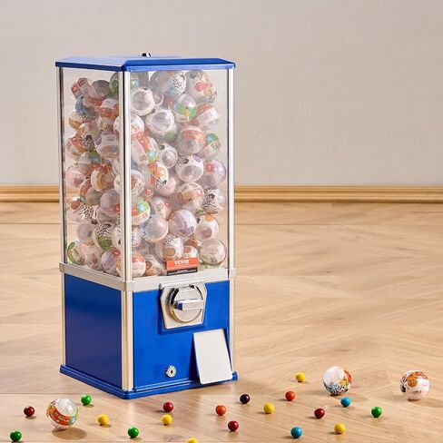 VEVOR Gumball Machine for Kids, 25" Height Home Vending Machine, PS Bouncy Balls Dispenser, Hold 230 Capsule Toys, Rectangle Bubble Gum Machine for Game Stores, Coin Operated Gumball Bank, Blue in Saudi Arabia